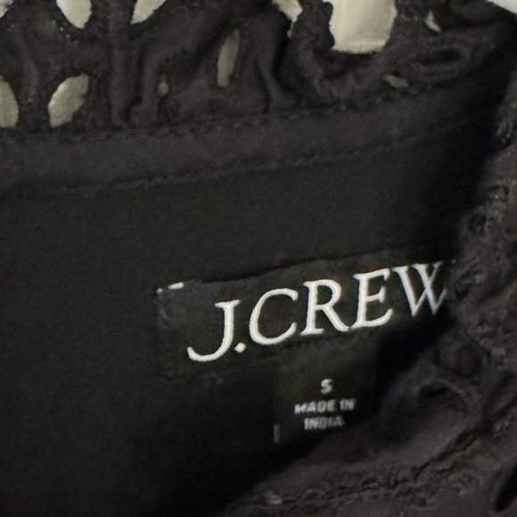 J. Crew Black Eyelet Short Sleeve Top Size Small - Picture 2 of 3